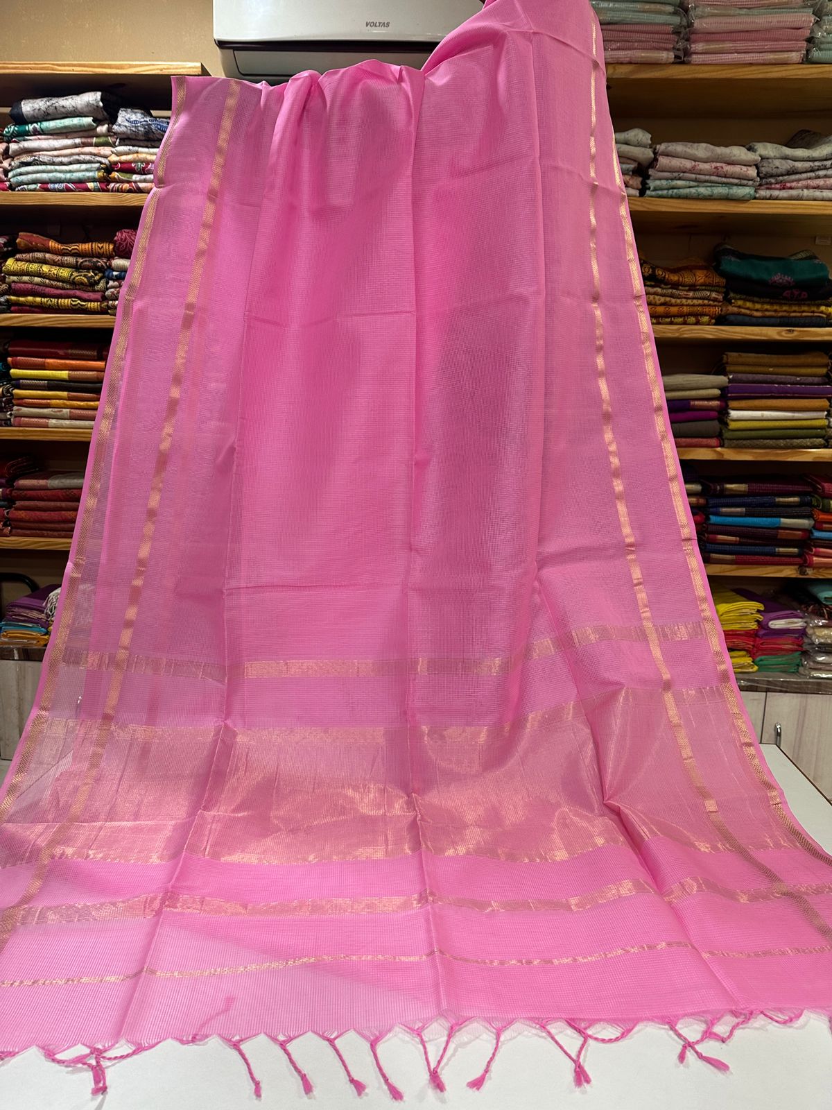 Special Maheshwari Silk Saree Pink